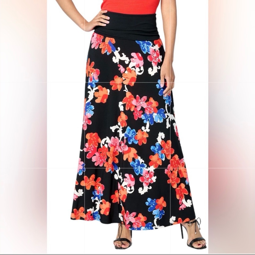 NWT Attitudes by Renee Women's Maxi Skirt w/ Foldover Waistband / Medium Petite